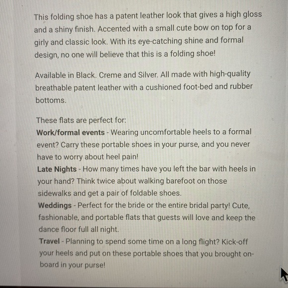 Fit in Clouds Foldable Silver Patent Ballet Flats w Matching Pouch XLG NWT - Picture 10 of 15